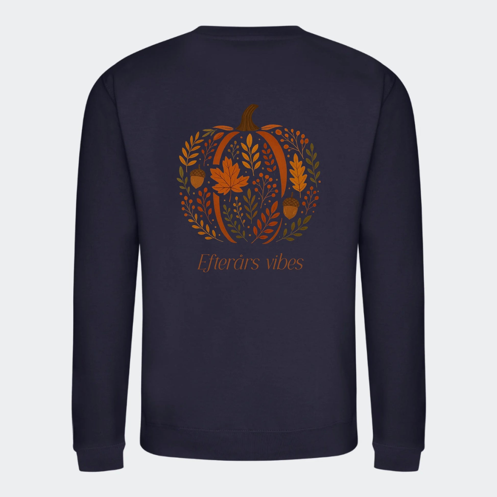 Sweatshirt til voksne - Græskar af blade Customizer TeeInBlue Print på ryggen French Navy Small