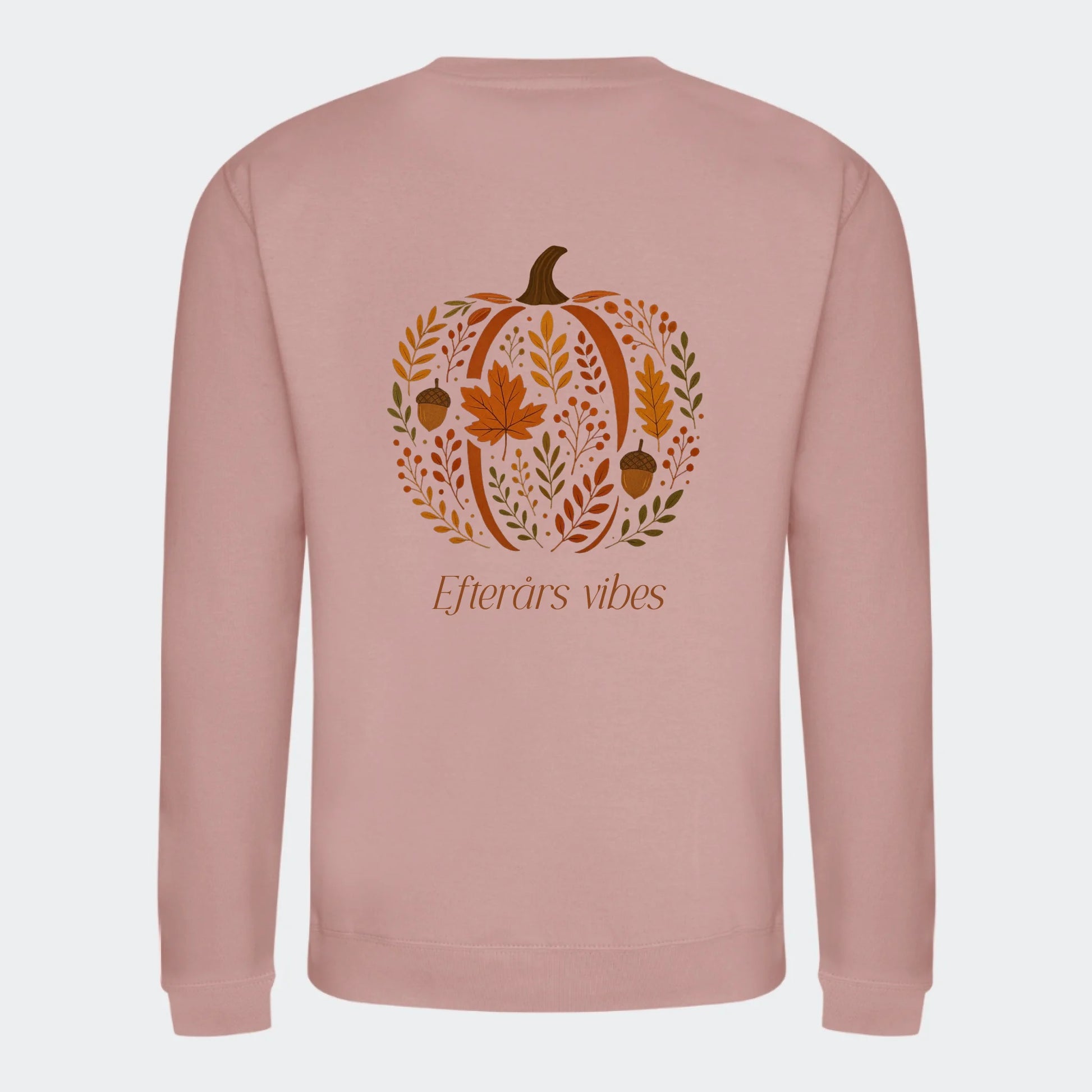 Sweatshirt til voksne - Græskar af blade Customizer TeeInBlue Print på ryggen Dusty Pink Small