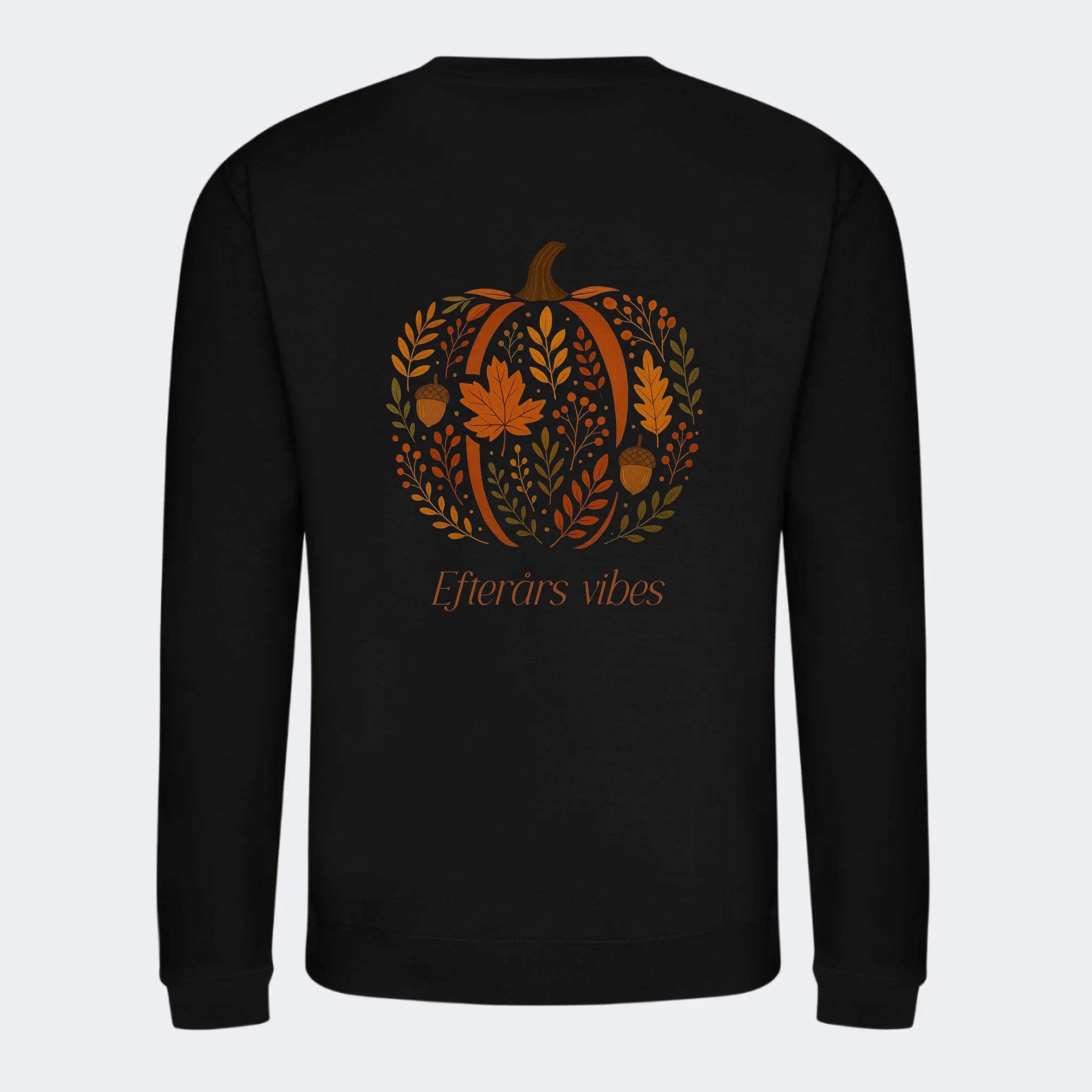 Sweatshirt til voksne – Græskar af blade, sort, set bagfra