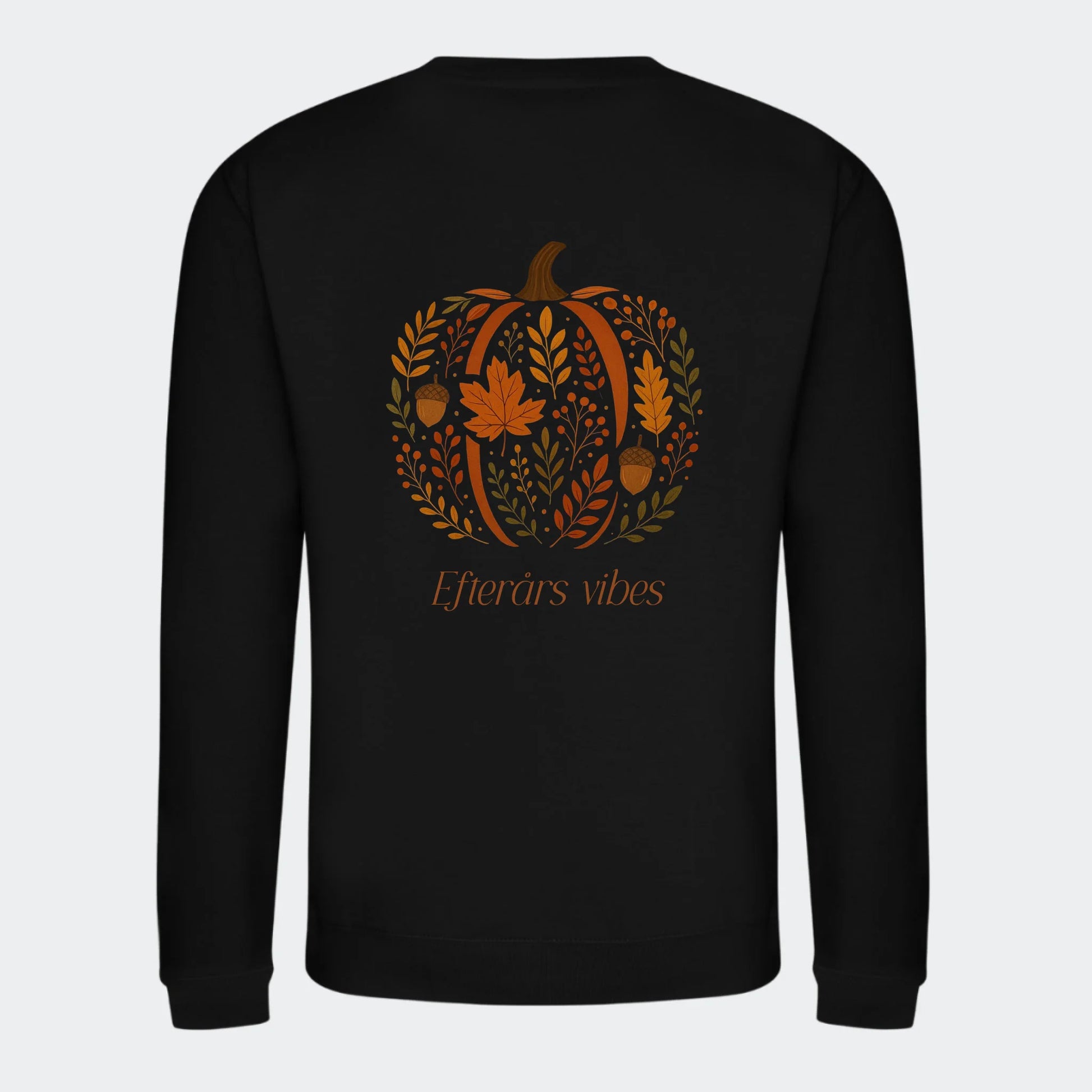 Sweatshirt til voksne - Græskar af blade Customizer TeeInBlue Print på ryggen Sort Small
