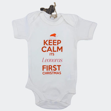 Hvid body med navn - Jule edition med navn og tekst Customizer TeeInBlue Hvid body med navn - Jule edition med navn og tekst Hvid 0-3 M