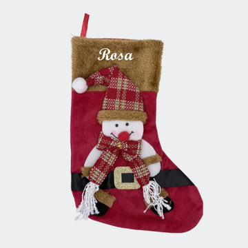 Julesok med navn - Plys snemand Customizer TeeInBlue Julesok med navn - Plys snemand Rød 3456