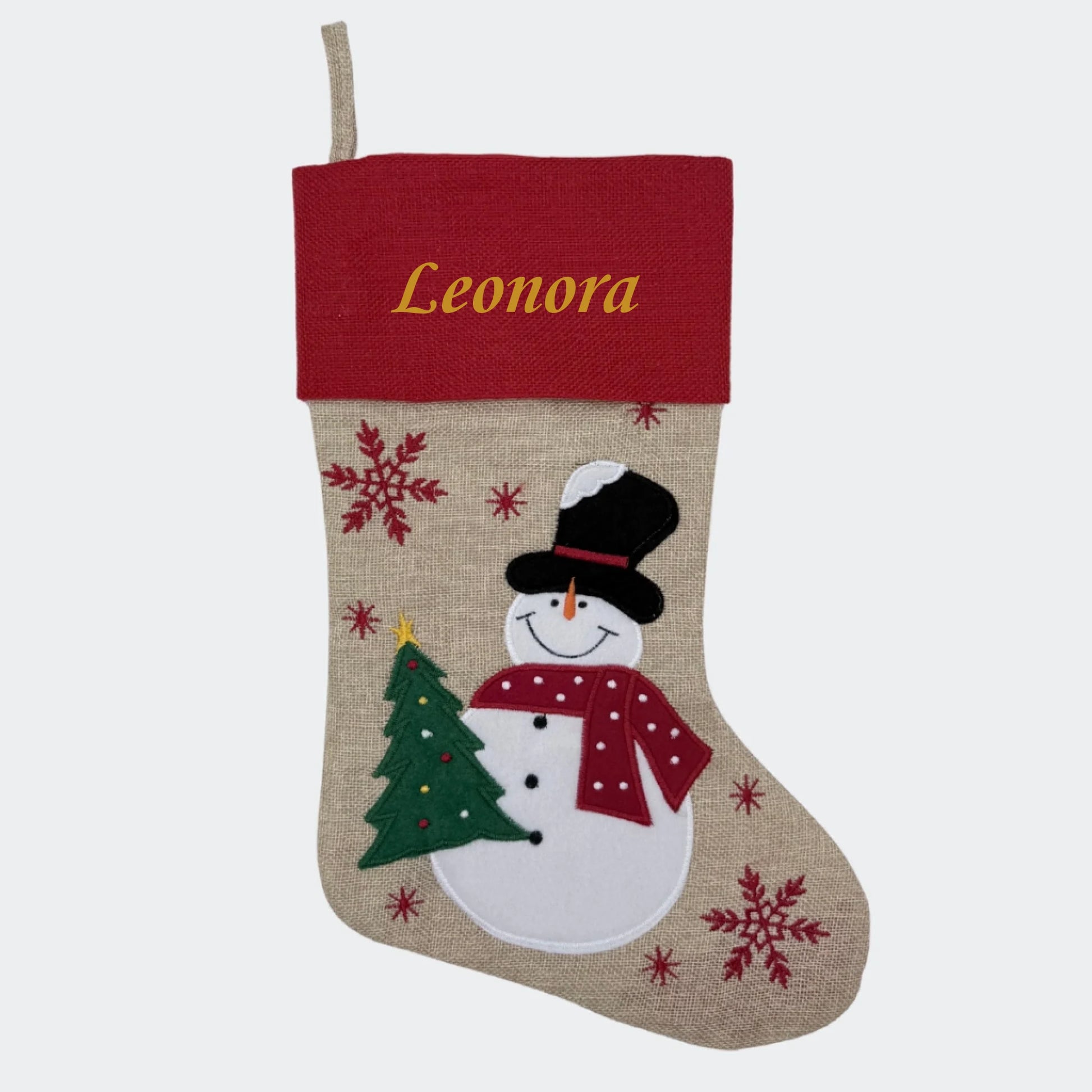 Julesok med navn - Sød snemand Customizer TeeInBlue Julesok med navn - Sød snemand Beige 3456
