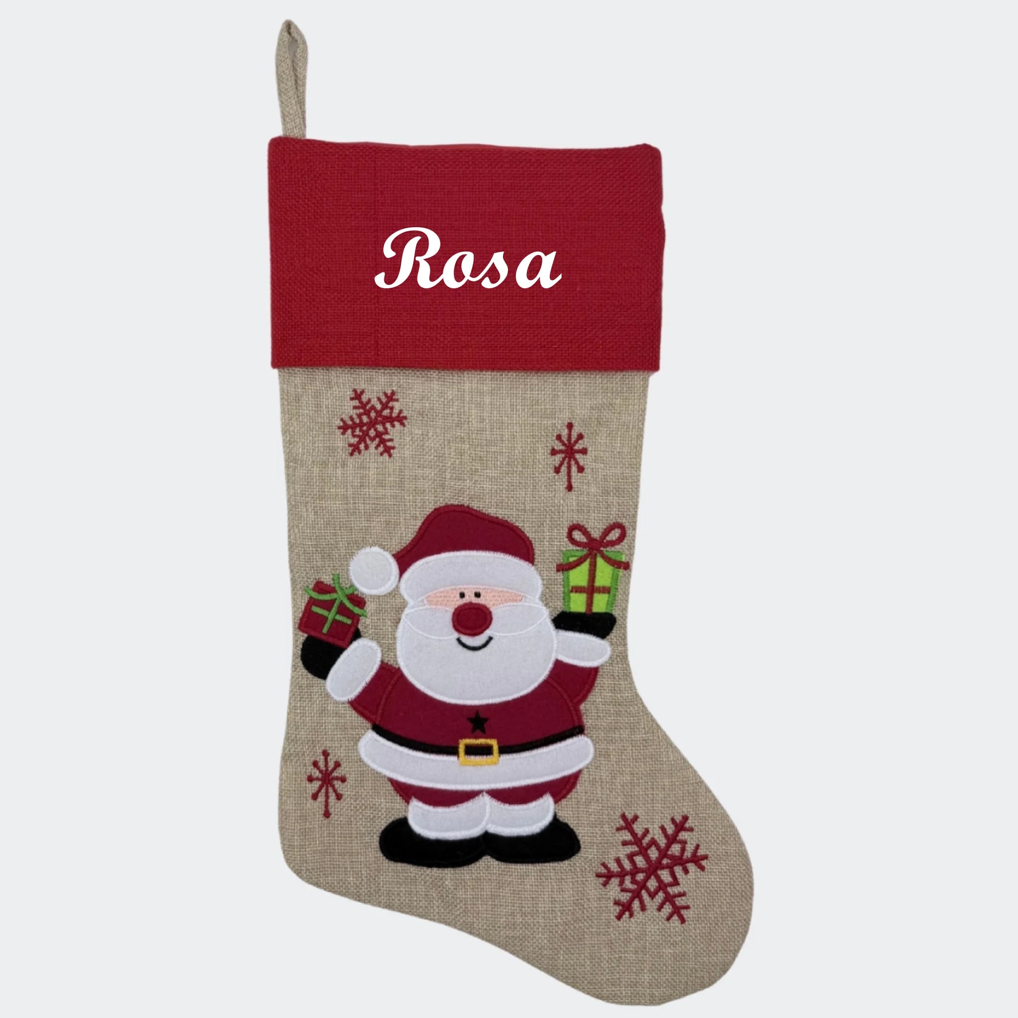 Julesok med navn - Sød julemand Customizer TeeInBlue Julesok med navn - Sød julemand Beige 3456