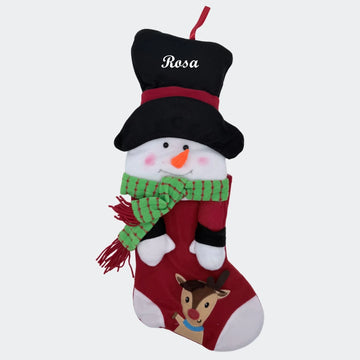 Julesok med navn - Snemand og rensdyr Customizer TeeInBlue Julesok med navn - Snemand og rensdyr Rød 3456