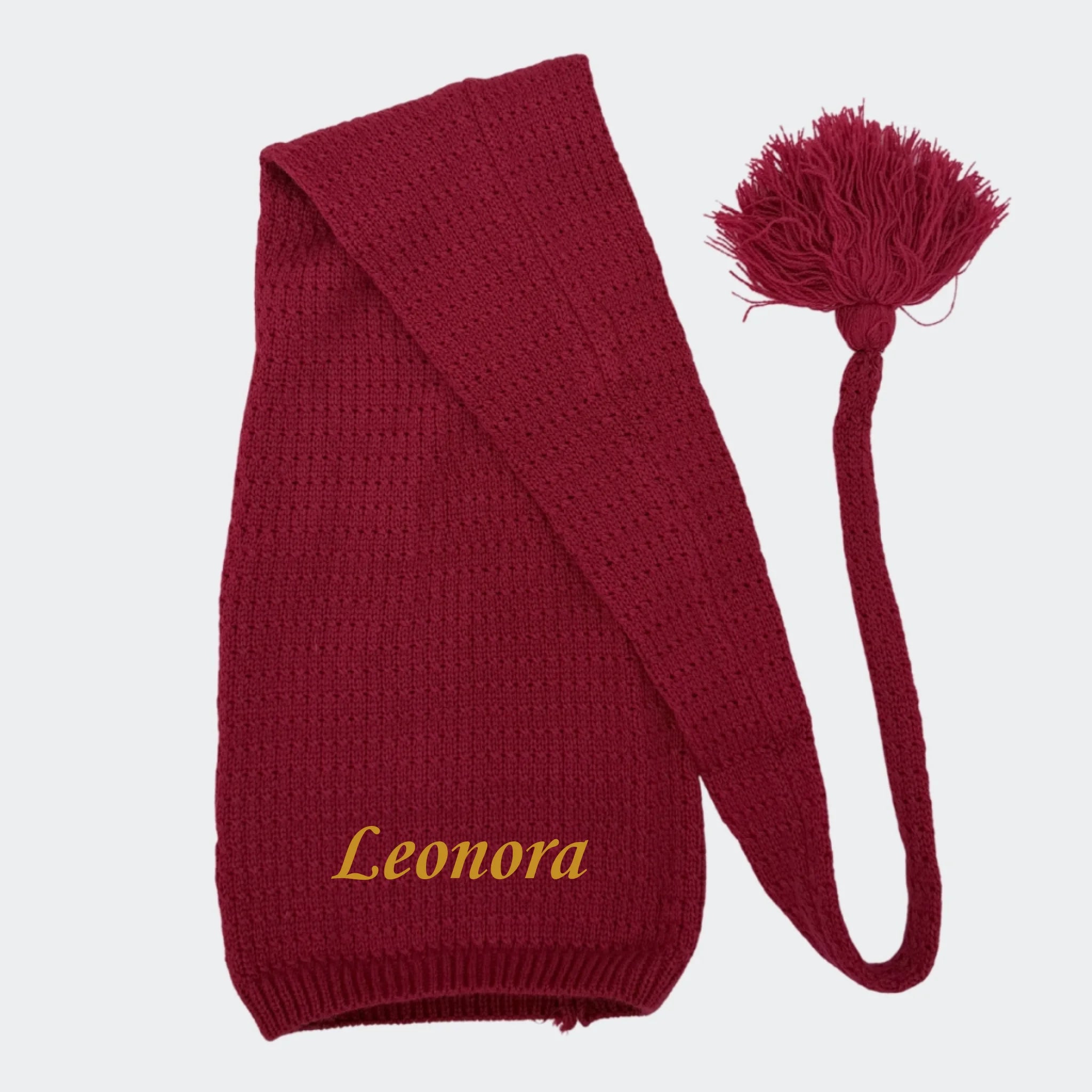 Nissehue med navn One size - Lang rød strikket Customizer TeeInBlue Nissehue med navn One size - Lang rød strikket Rød 3456