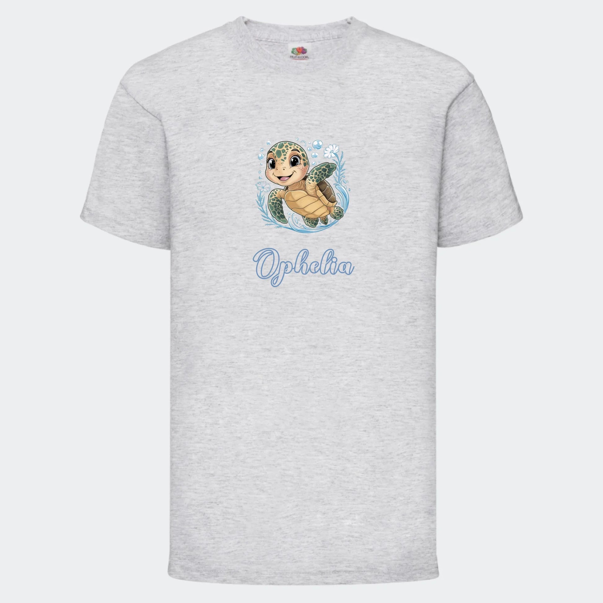 T-shirt til børn - Søde print, under vandet Customizer TeeInBlue T-shirt Print på front Lysegrå 3-4 år