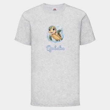 T-shirt til børn - Søde print, under vandet Customizer TeeInBlue T-shirt Print på front Lysegrå 3-4 år