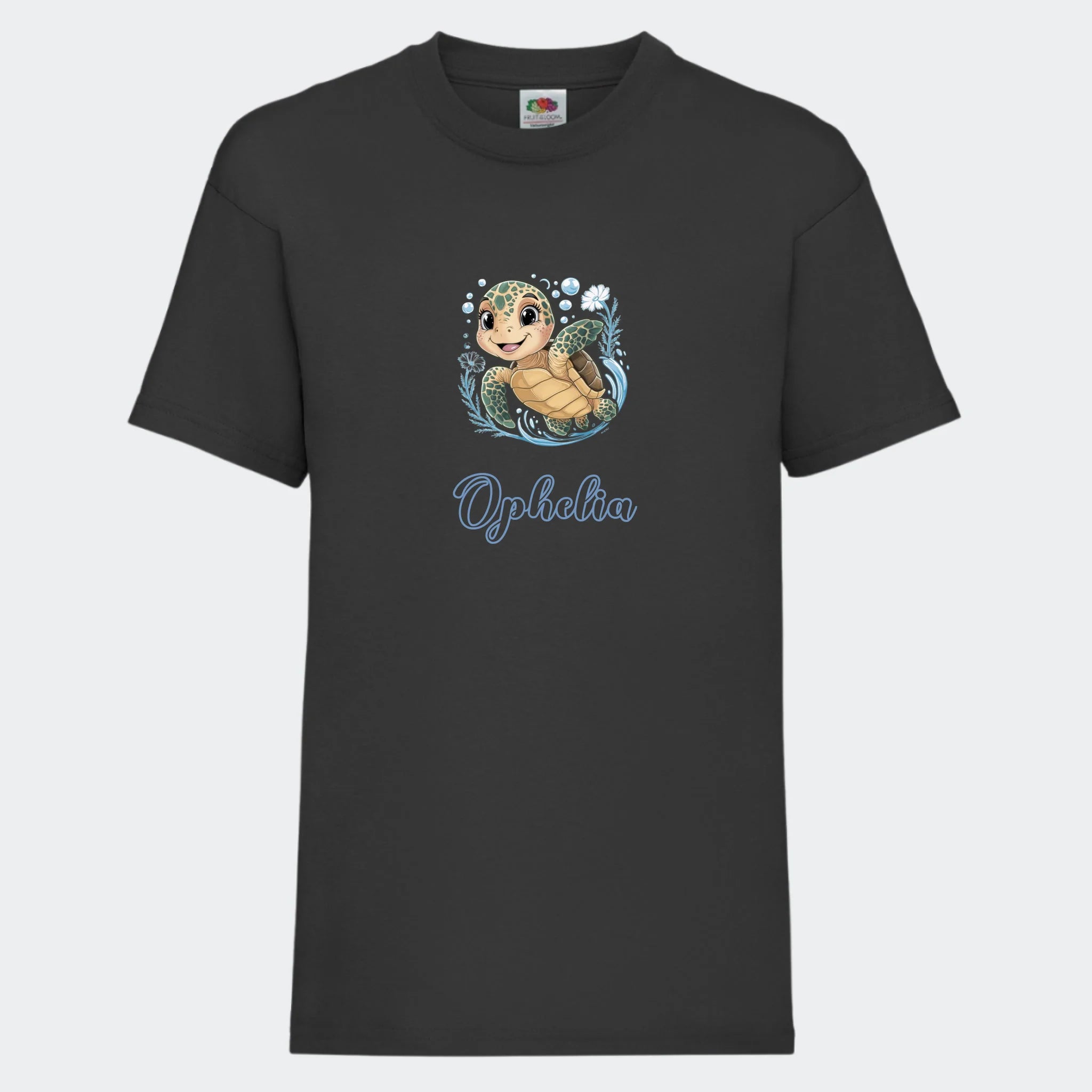 T-shirt til børn – Søde print, under vandet, T-shirt på front Sort 3-4 år