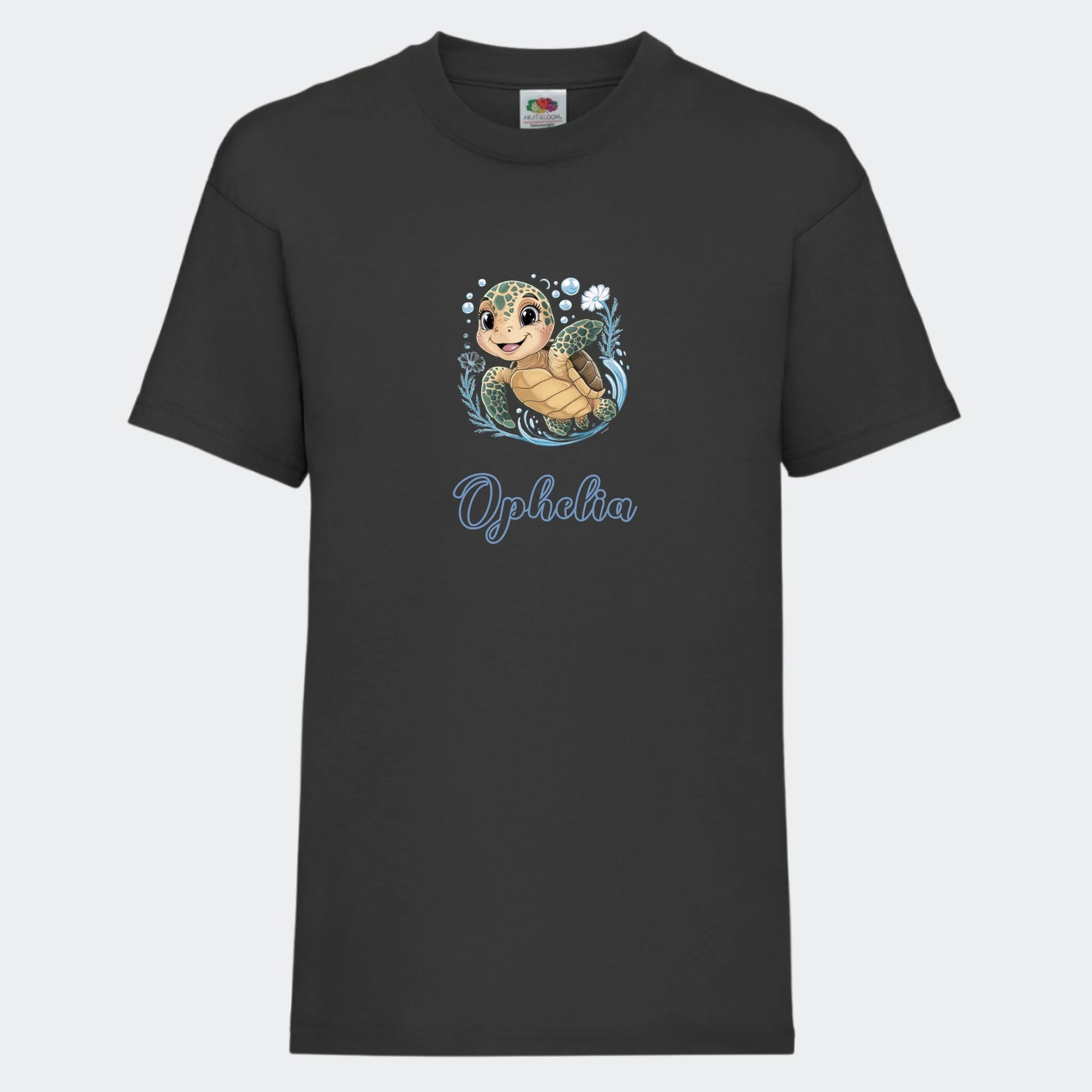 T-shirt til børn - Søde print, under vandet Customizer TeeInBlue T-shirt Print på front Sort 3-4 år