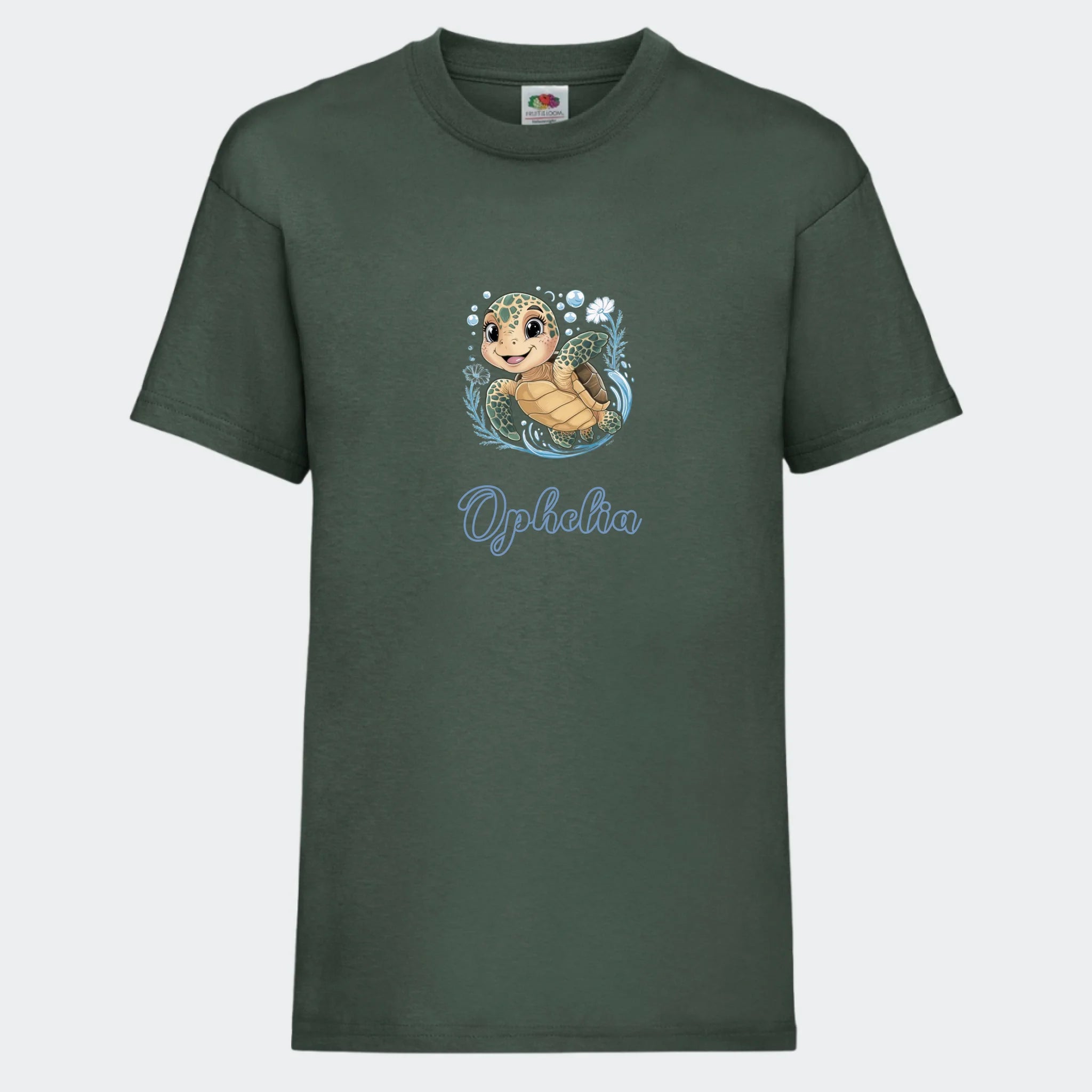 T-shirt til børn – Søde print, under vandet, T-shirt på front Mørkegrøn 3-4 år