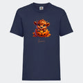 T-shirt til børn - Sød efterårs bøffel Halloween Customizer TeeInBlue T-shirt Print på front Navy 3-4 år