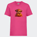 T-shirt til børn - Sød efterårs bøffel Halloween Customizer TeeInBlue T-shirt Print på front Fuchsia 3-4 år
