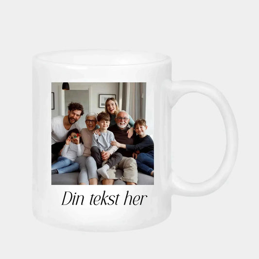 Hvidt keramikkrus med personligt fotoprint fra Min Egen Verden