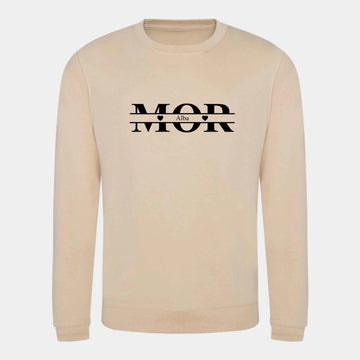 Sweatshirt til voksne - Mor med hjerter og navne Customizer TeeInBlue Print på front Nude Small