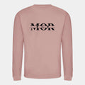 Sweatshirt til voksne - Mor med hjerter og navne Customizer TeeInBlue Print på ryggen Dusty Pink Small