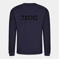 Sweatshirt til voksne - Mor med hjerter og navne Customizer TeeInBlue Print på ryggen French Navy Small