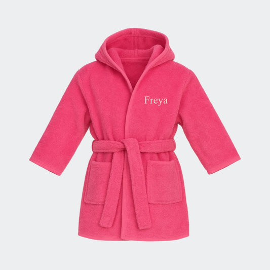 Pink badekåbe til børn – med navn, pink 68/74
