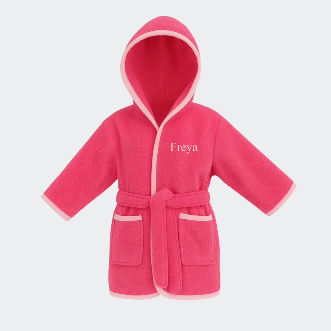 Pink og lyserød badekåbe til børn - med navn Unik Minegeverden Pink og lyserød badekåbe til børn - med navn Pink og lyserød 68/74