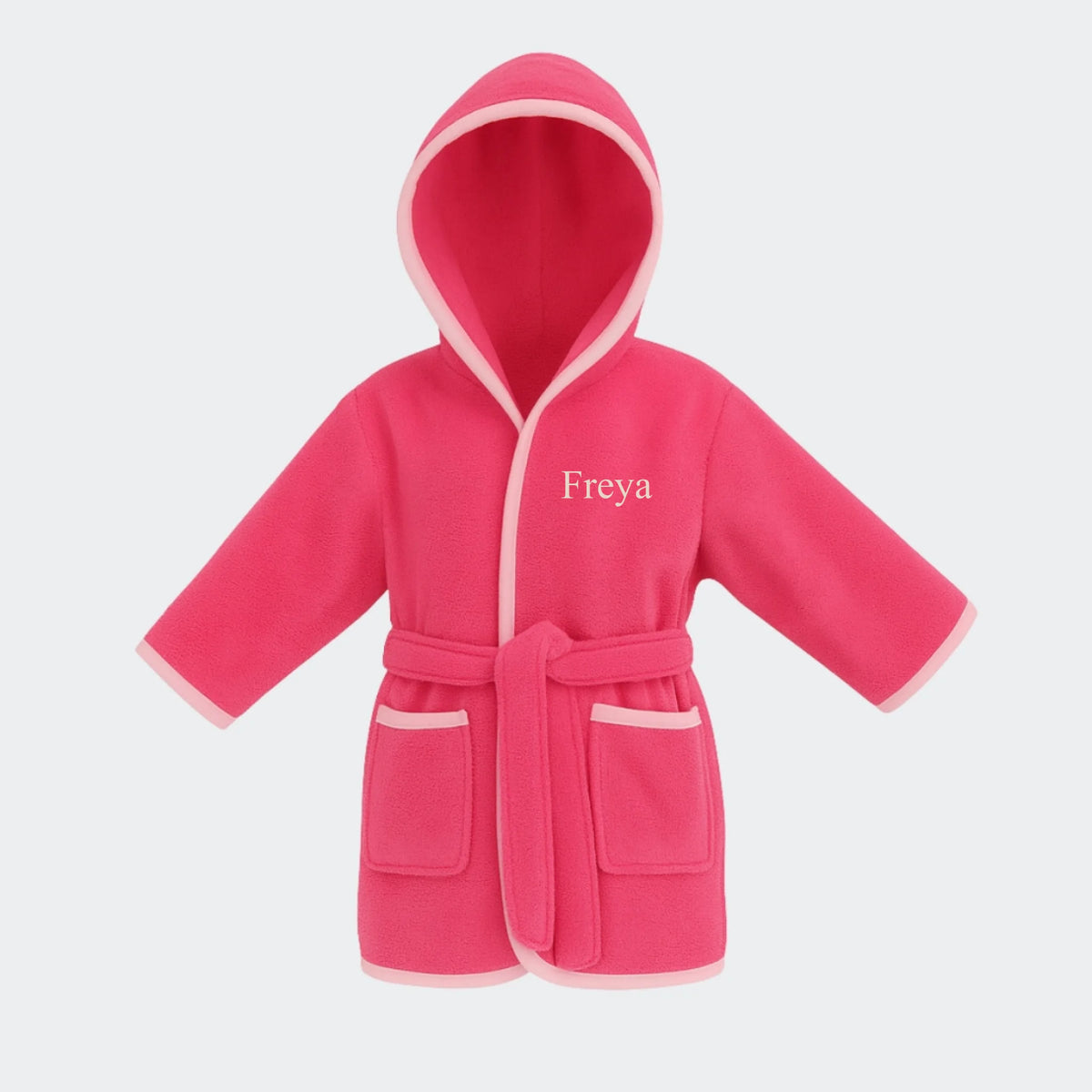 Pink og lyserød badekåbe til børn – med navn med motivet Pink og lyserød badekåbe til børn – med navn