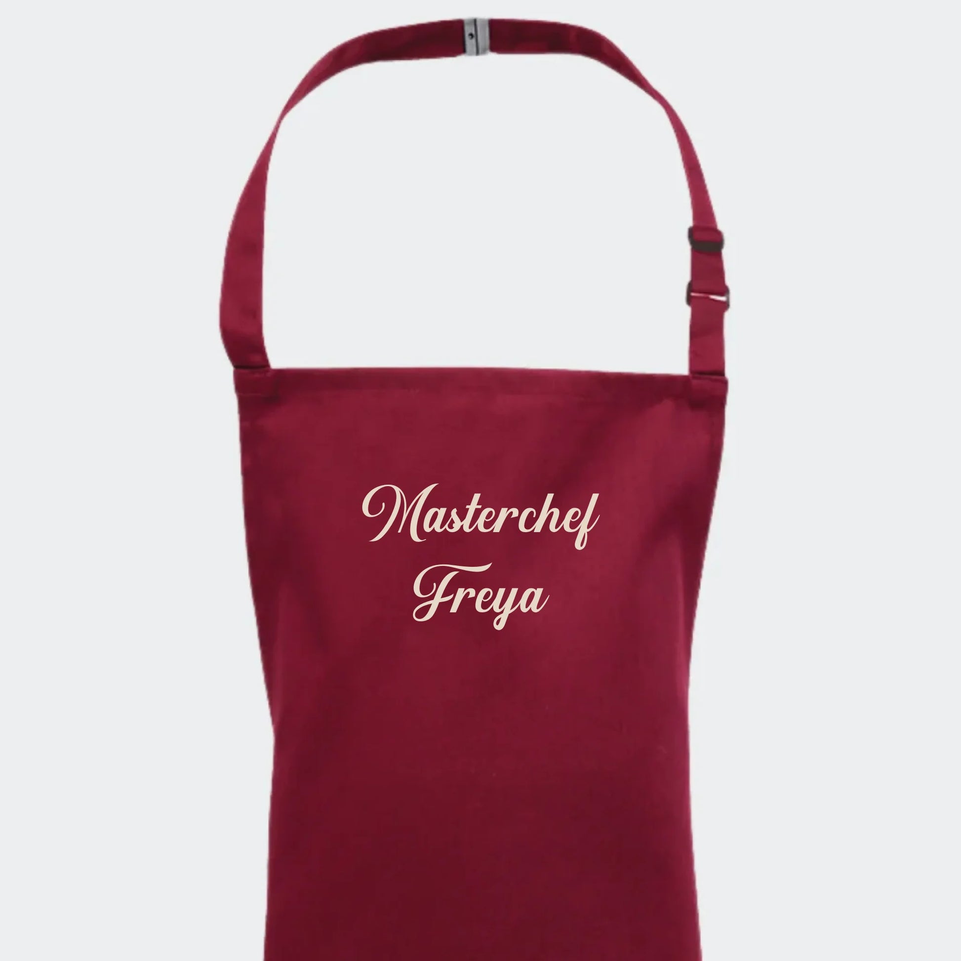 Forklæde med navn Burgundy - Voksen Unik Min Egen Verden.dk 2 linjer Burgundy One size