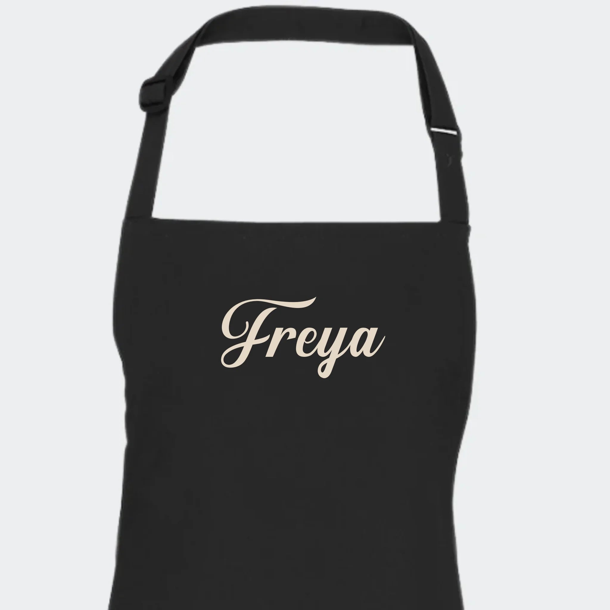 Forklæde med navn sort - Voksen Unik Min Egen Verden.dk 1 linje sort One size