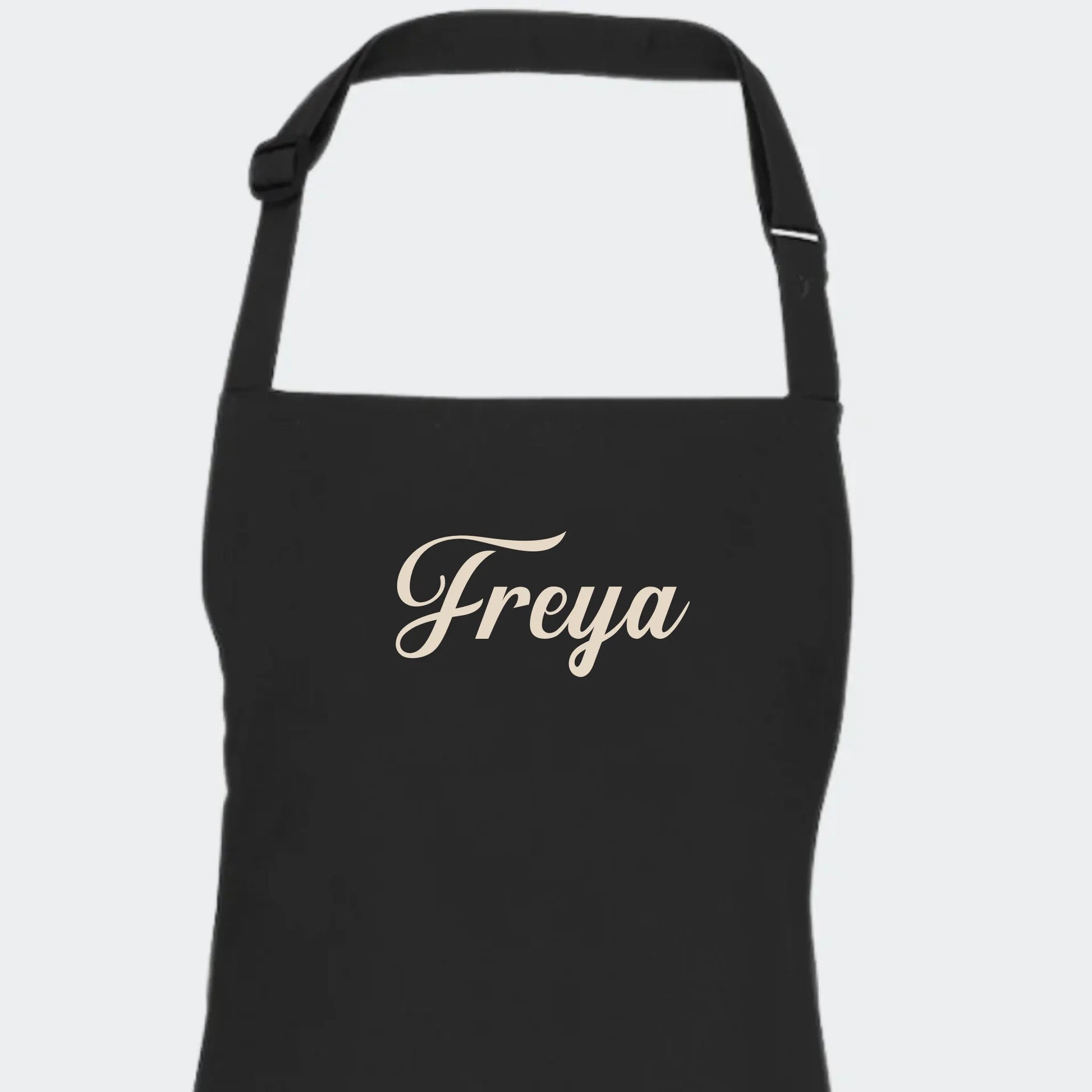 Forklæde med navn sort - Voksen Unik Min Egen Verden.dk 1 linje sort One size