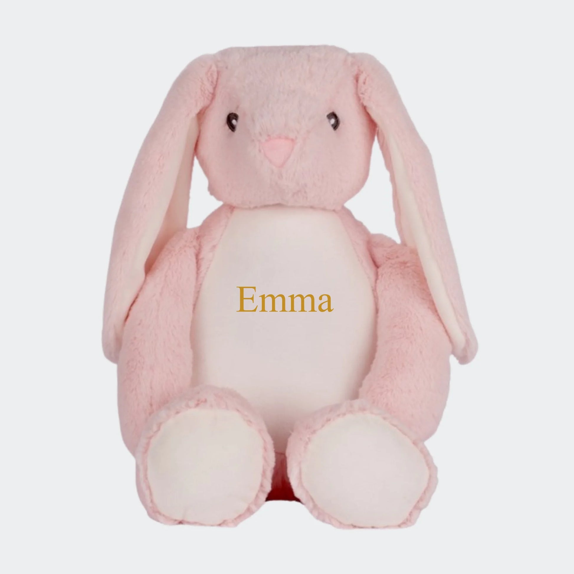 Lyserød kanin bamse med broderet navn Customizer TeeInBlue Navn 54654654 42cm