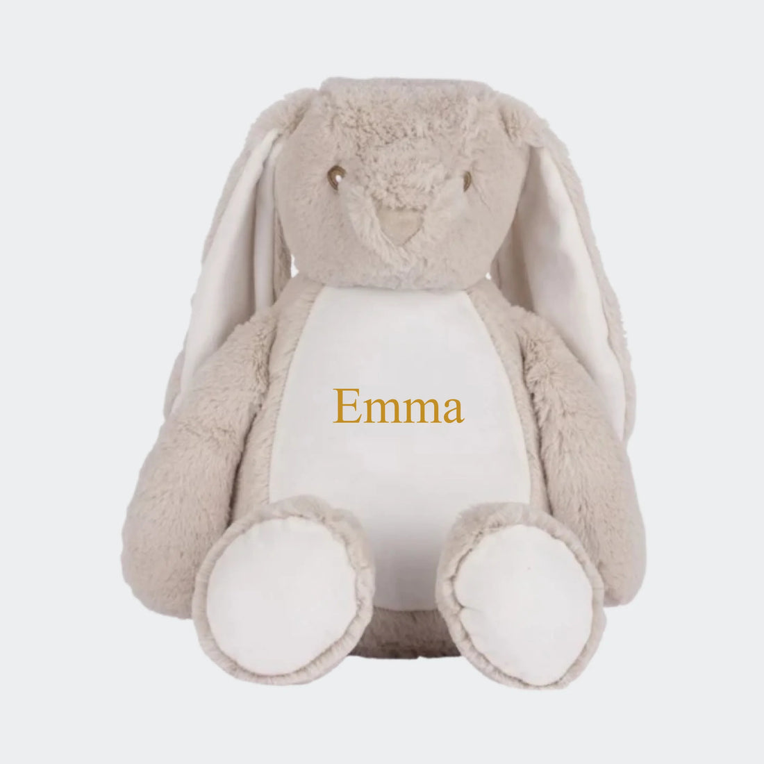 Beige kanin bamse med broderet navn Customizer TeeInBlue Navn 54654654 42cm