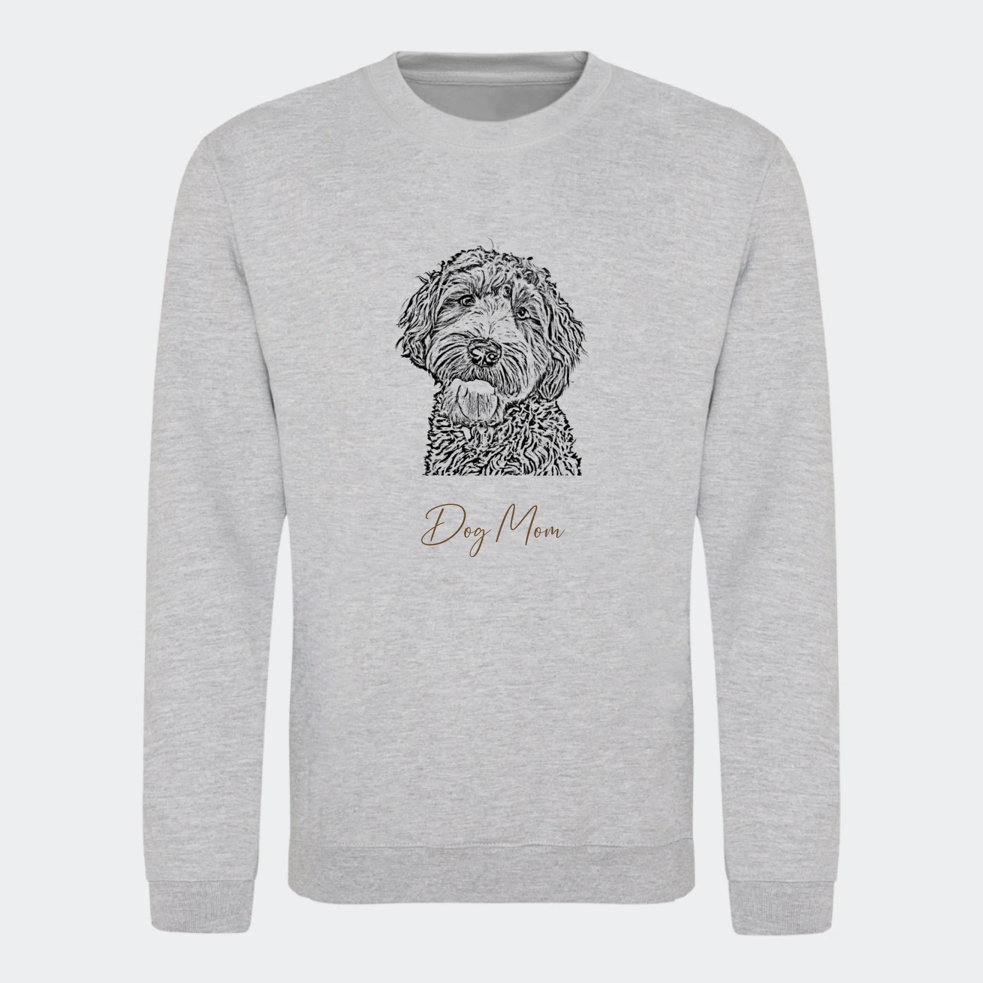Sweatshirt Dog Mom - Upload eget billede Customizer TeeInBlue Print på front Heather Grey Medium