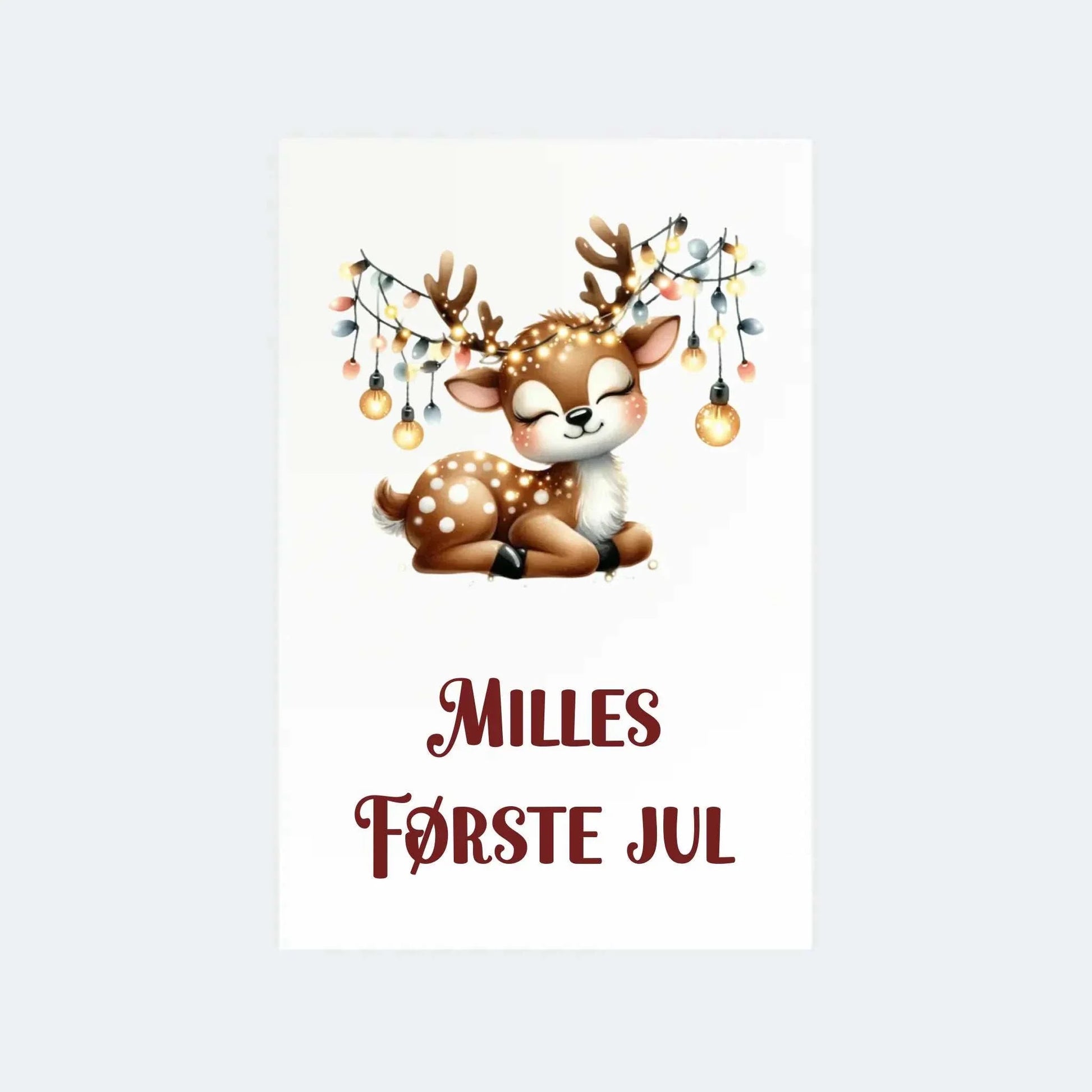 Personalized Bambiplakat Christmas poster with cute sleeping reindeer and festive lights, perfect holiday decoration