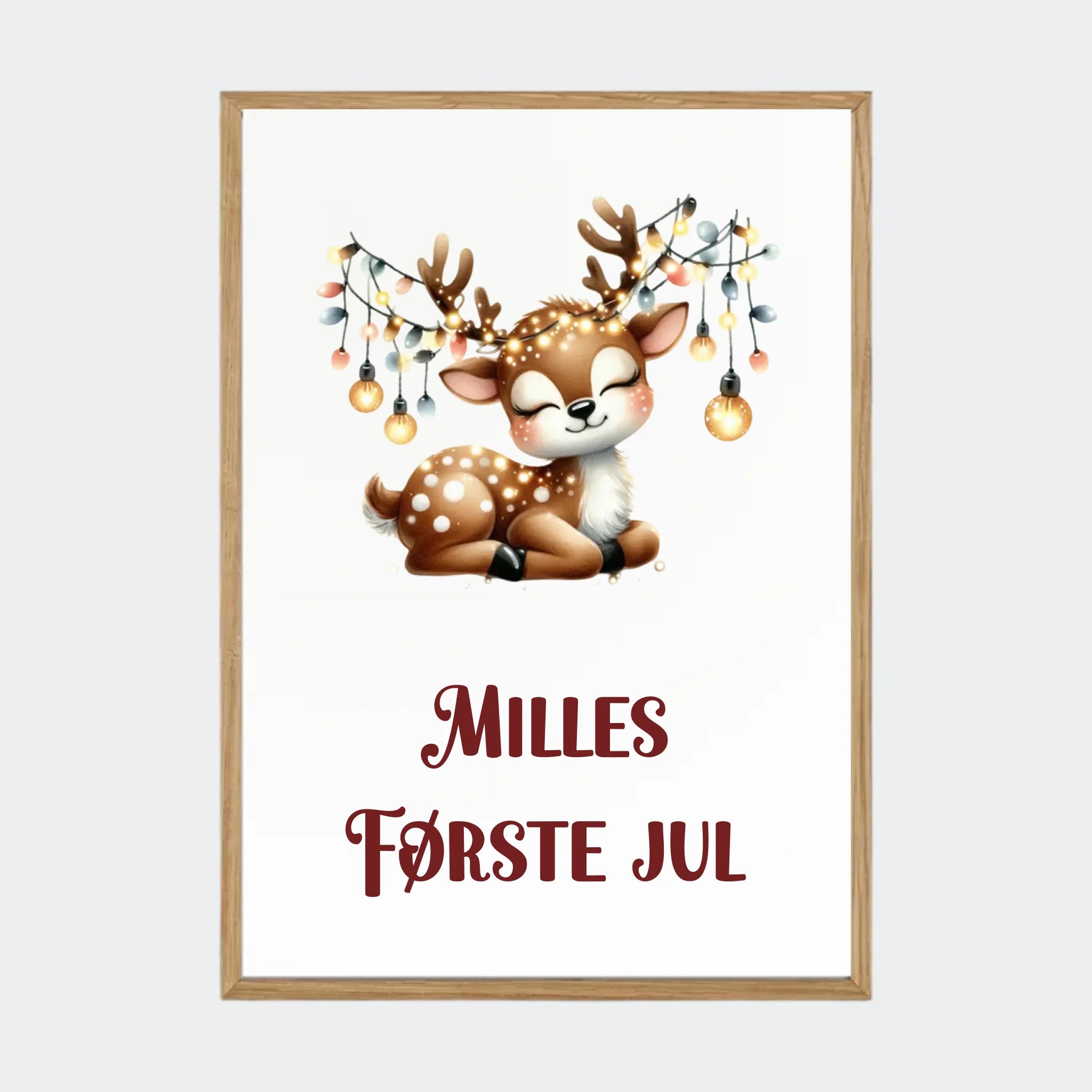 Bambiplakat – Jul, A3 med ramme i massiv eg