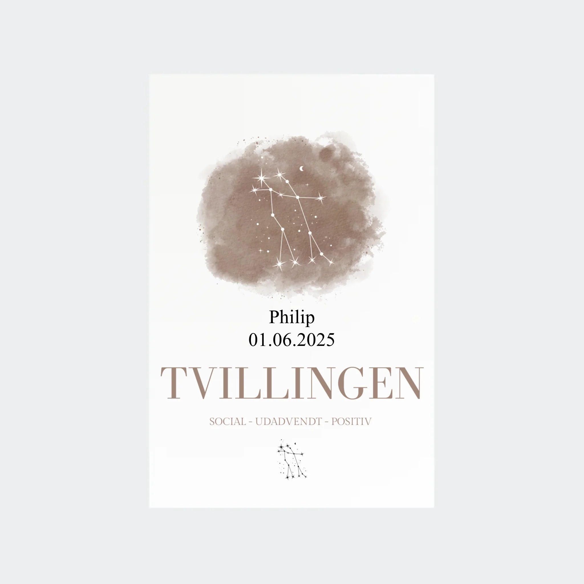 Stjernetegnsplakat – Tvillingen, 10 × 15 uden ramme