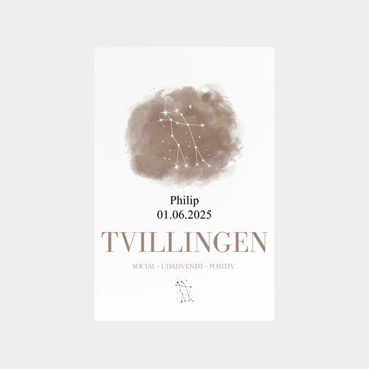 Stjernetegnsplakat – Tvillingen, 10 × 15 uden ramme