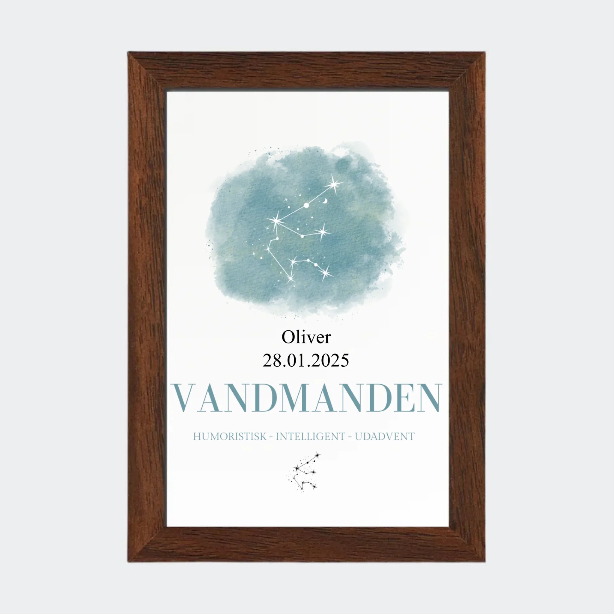 Stjernetegnsplakat – Vandmanden, 10 × 15 med ramme i mørk eg