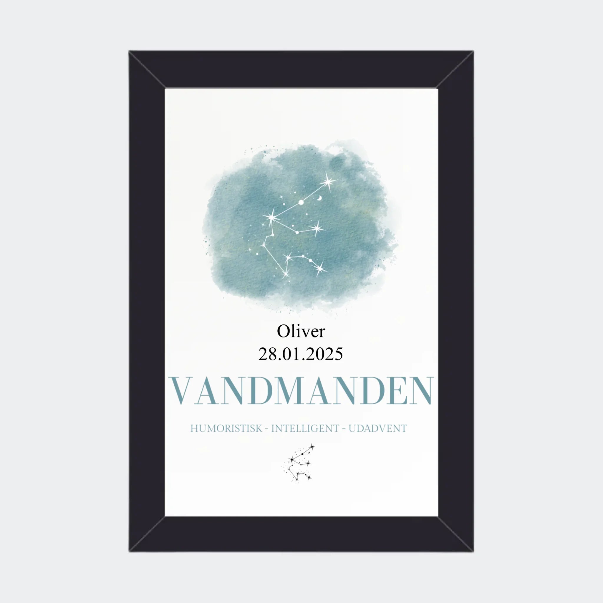 Stjernetegnsplakat – Vandmanden, 10 × 15 med sort ramme
