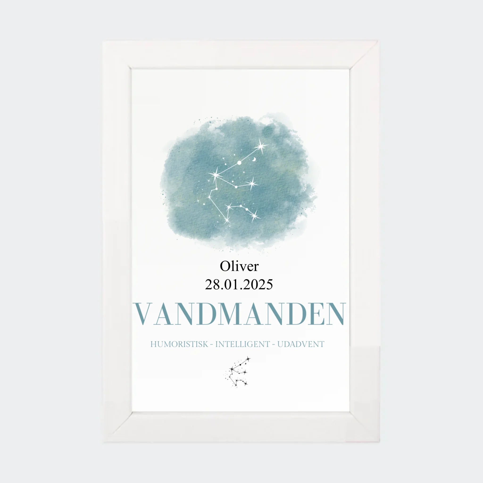 Stjernetegnsplakat – Vandmanden, 10 × 15 med hvid ramme