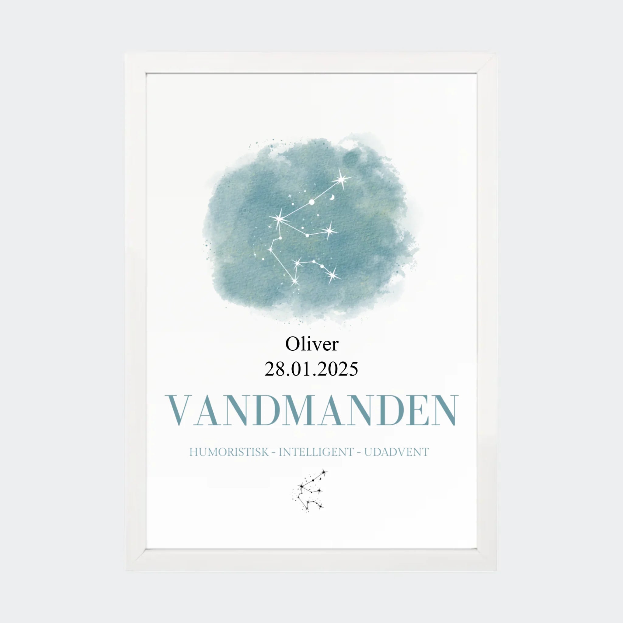 Stjernetegnsplakat – Vandmanden, A4 med hvid ramme