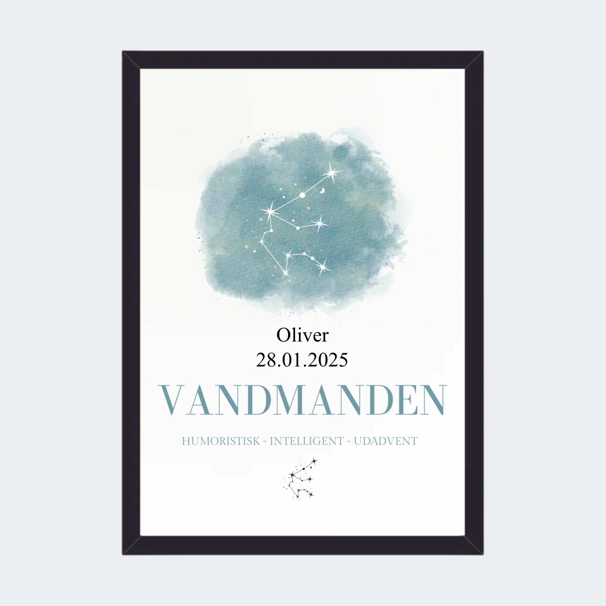 Stjernetegnsplakat – Vandmanden, A4 med sort ramme