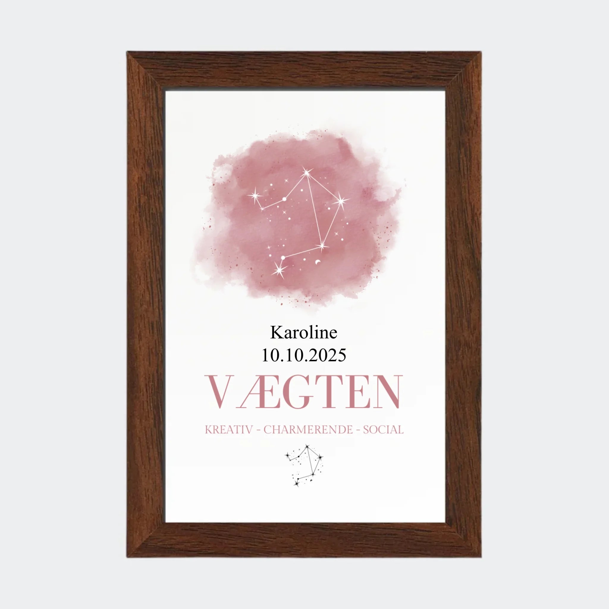 Stjernetegnsplakat – Vægten, 10 × 15 med ramme i mørk eg