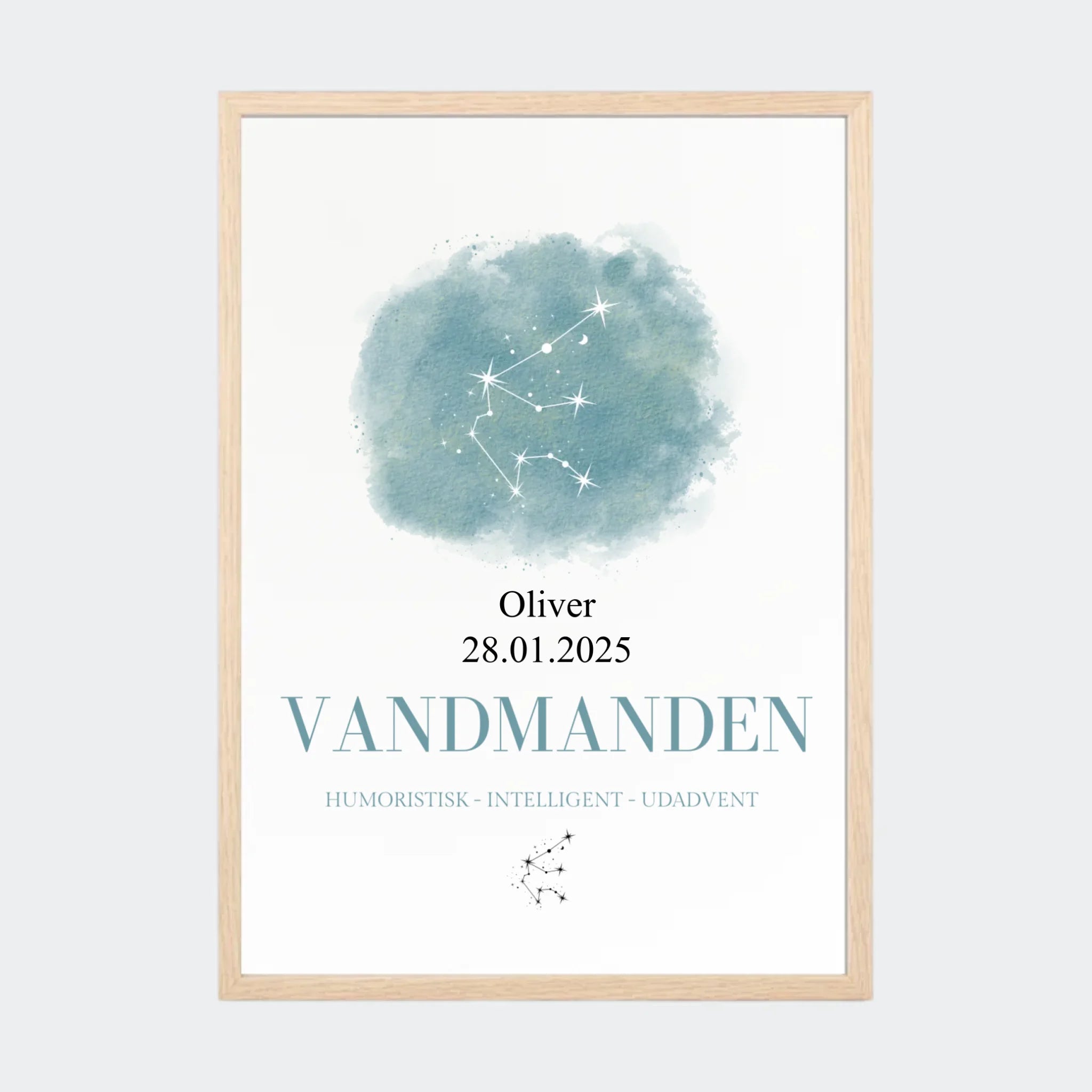 Stjernetegnsplakat – Vandmanden, A3 med ramme i natur eg