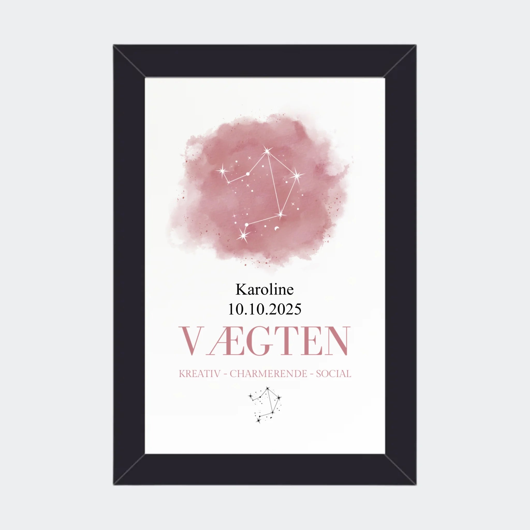 Stjernetegnsplakat – Vægten, 10 × 15 med sort ramme