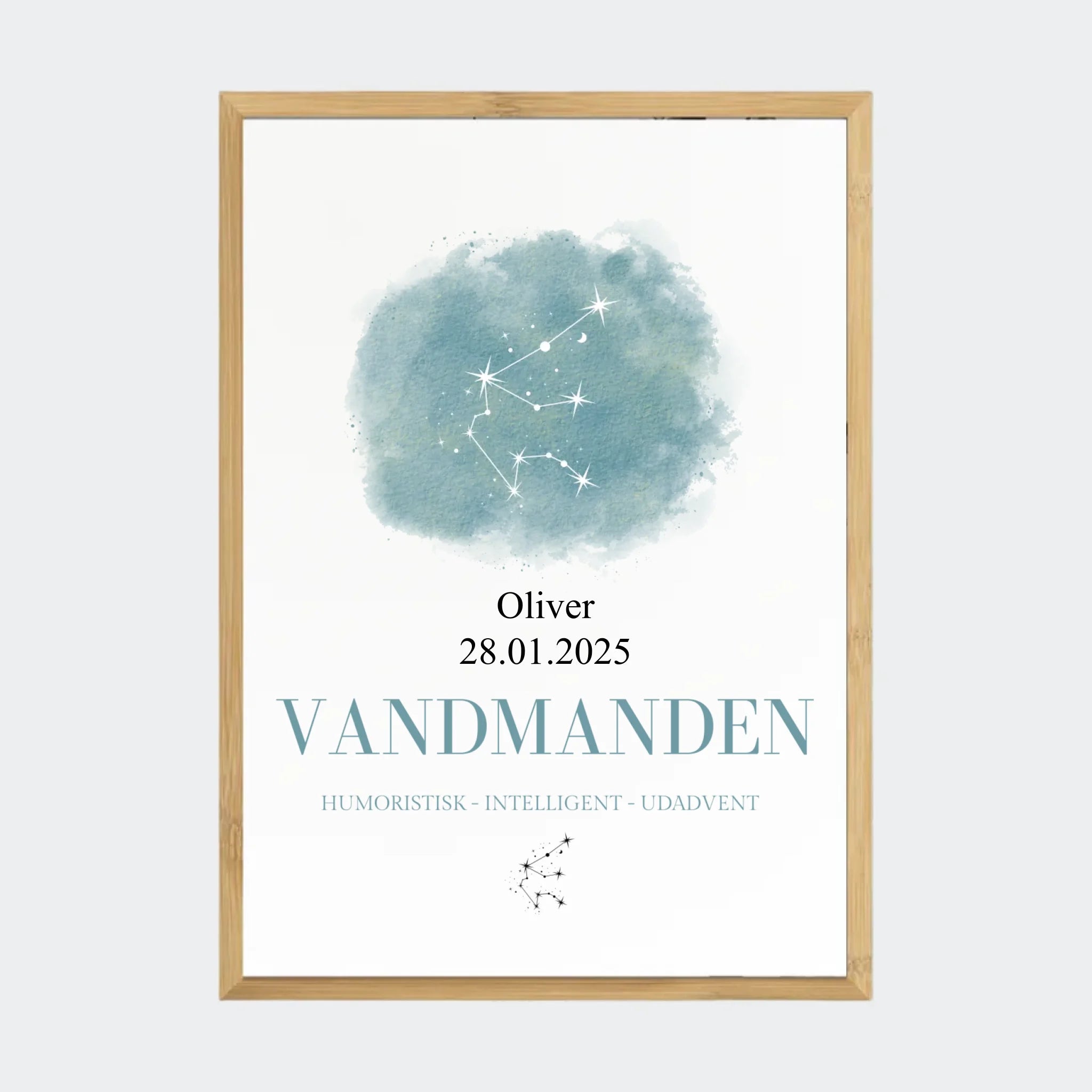 Stjernetegnsplakat – Vandmanden, A2 med ramme i bambus
