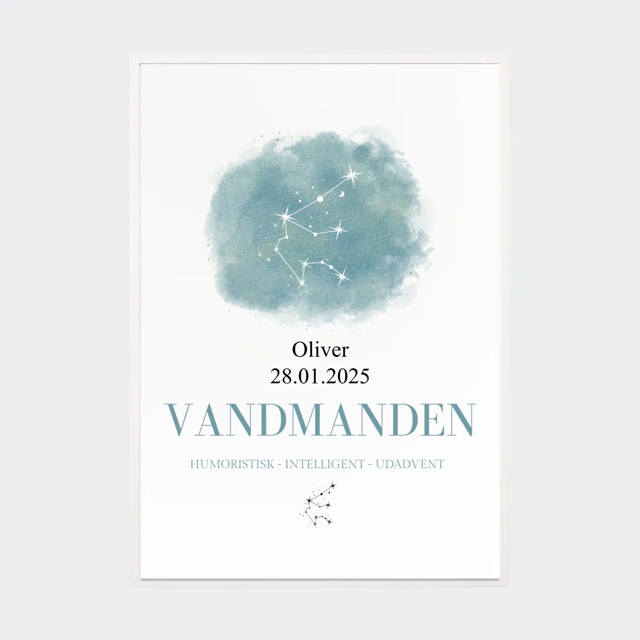Stjernetegnsplakat – Vandmanden, A2 med hvid ramme