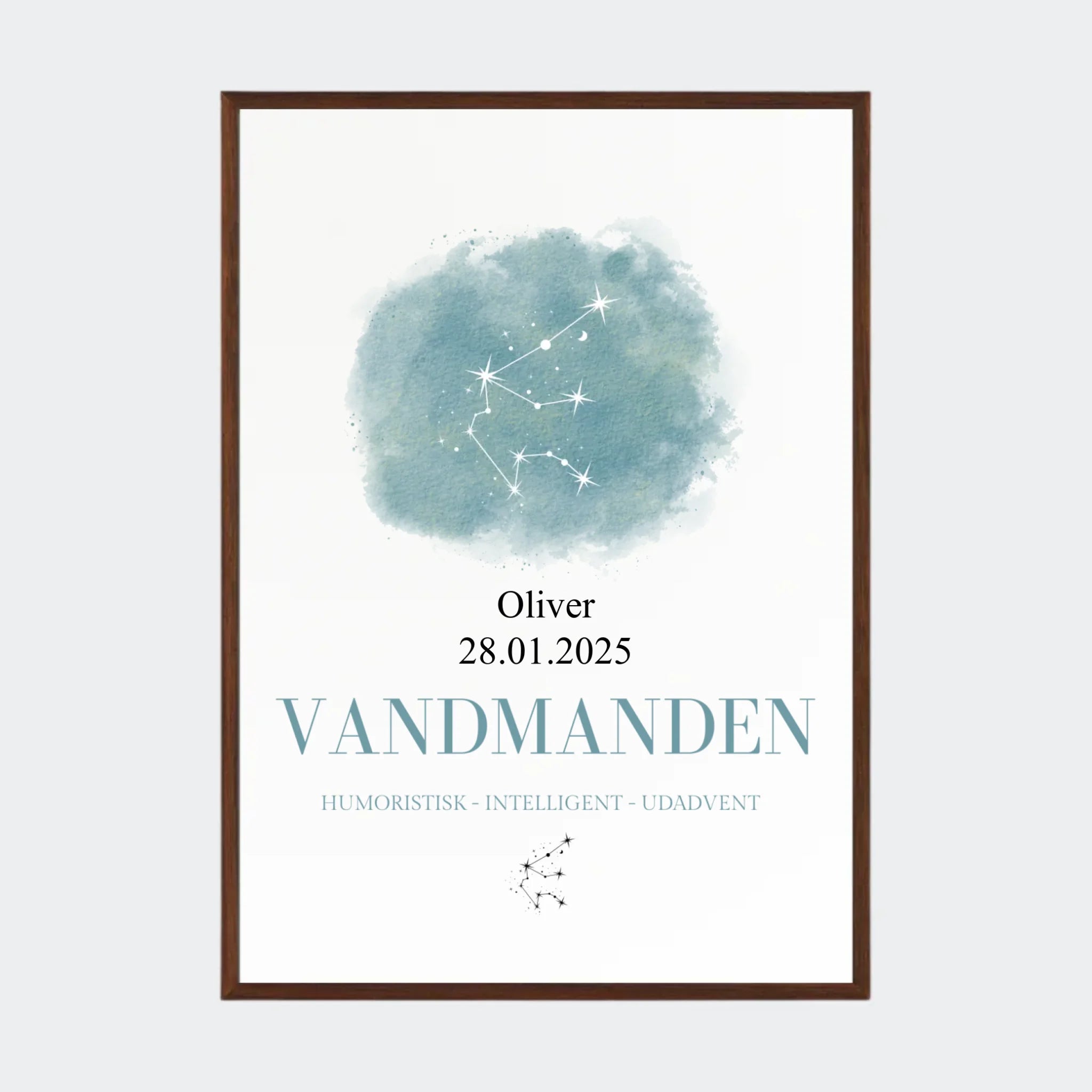 Stjernetegnsplakat – Vandmanden, A2 med ramme i mørk eg