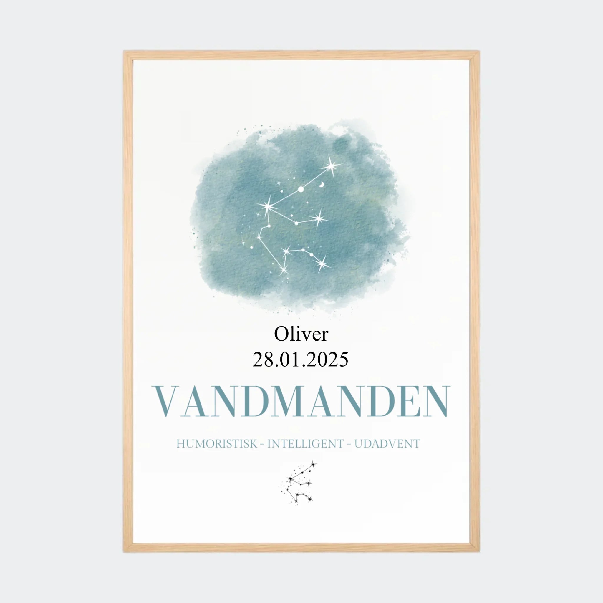 Stjernetegnsplakat – Vandmanden, A2 med naturfarvet ramme