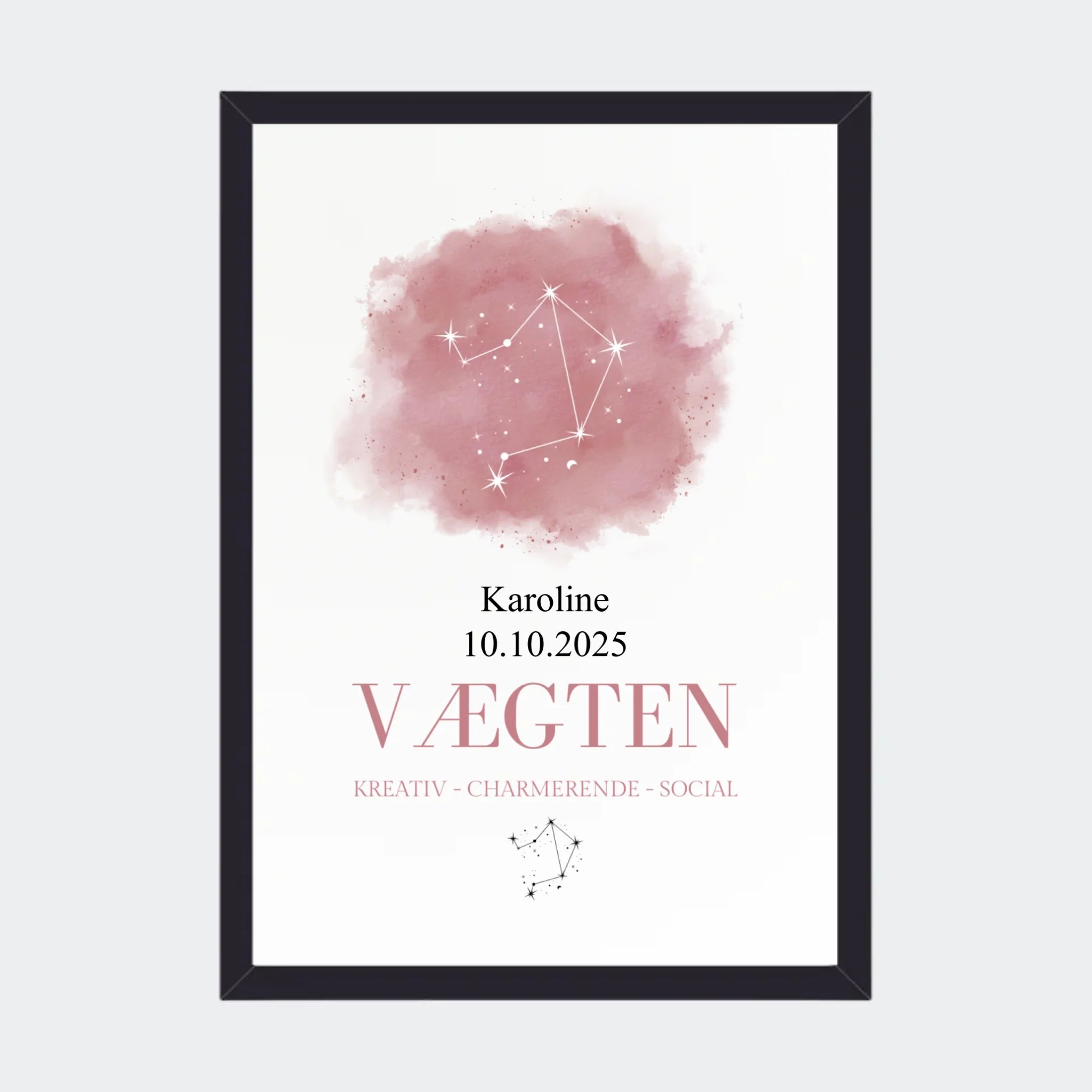 Stjernetegnsplakat – Vægten, A4 med sort ramme
