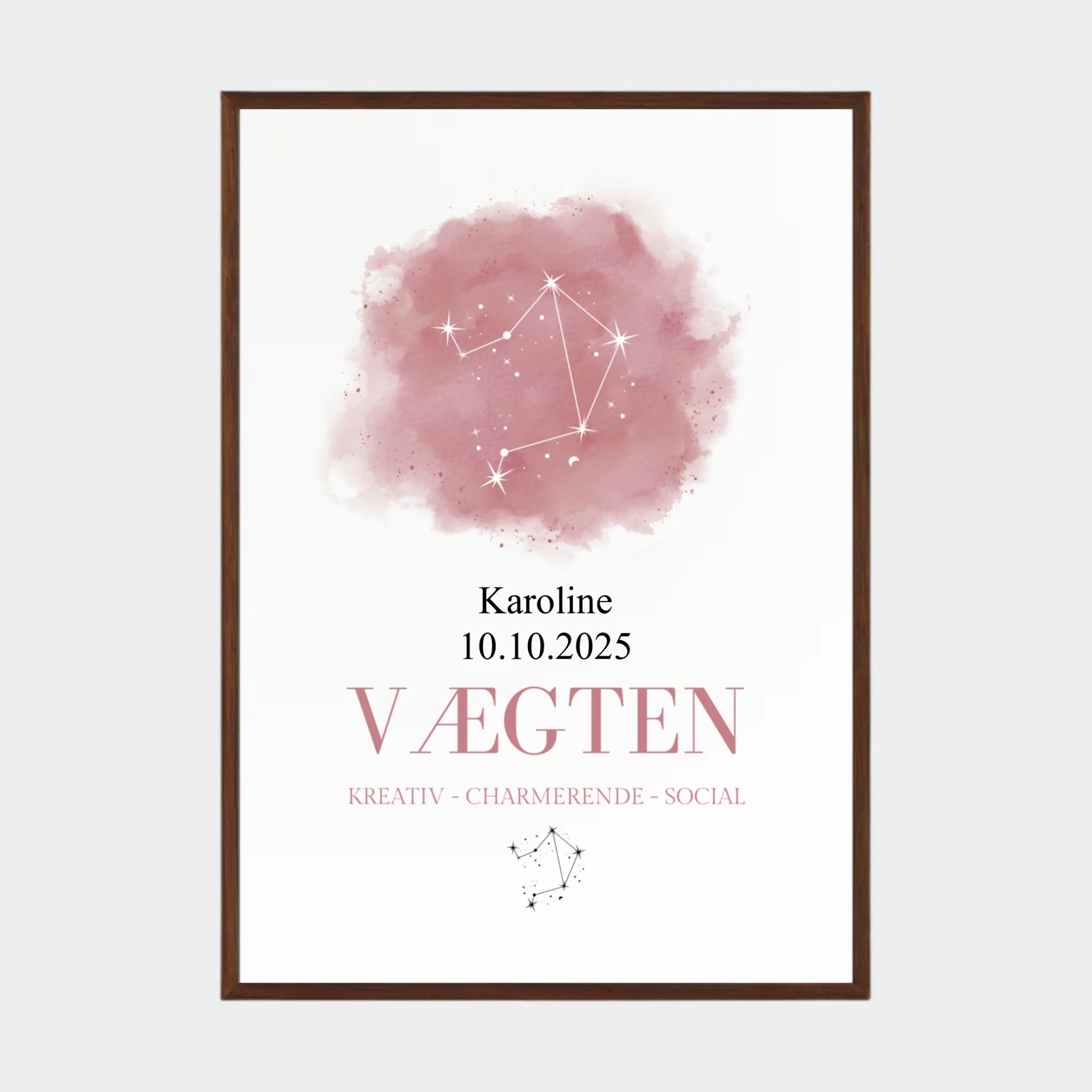 Stjernetegnsplakat – Vægten, A2 med ramme i mørk eg