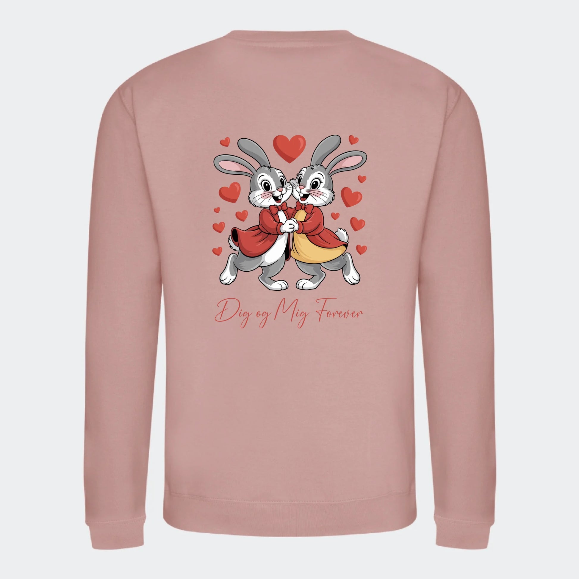 Personlig Sweatshirt til Valentinsdag - Din Kærlighedserklæring Unik Min Egen Verden.dk Print på ryggen Dusty Pink Small