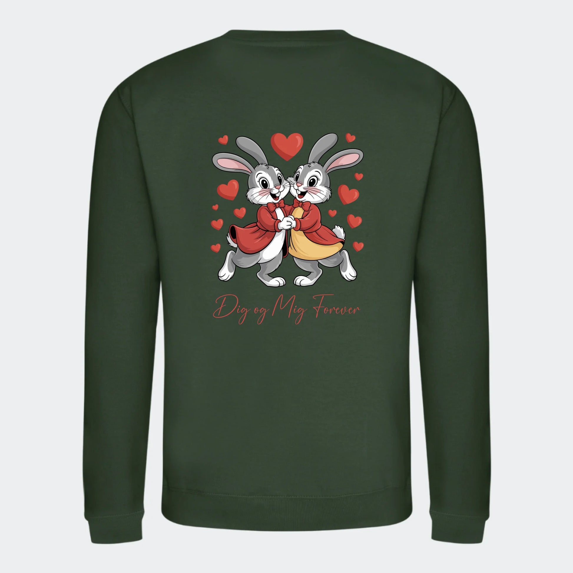 Personlig Sweatshirt til Valentinsdag - Din Kærlighedserklæring Unik Min Egen Verden.dk Print på ryggen Forest Green Small